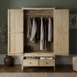 Portland Double Wardrobe, Mango Wood - thumbnail 2