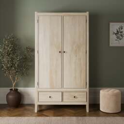 Portland Double Wardrobe, Mango Wood - thumbnail 1