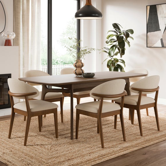 Hugh Dark Stained Dining Chair, Fabric - image 1
