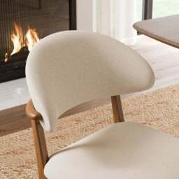 Hugh Dark Stained Dining Chair, Fabric - thumbnail 3