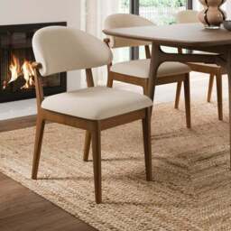 Hugh Dark Stained Dining Chair, Fabric - thumbnail 2