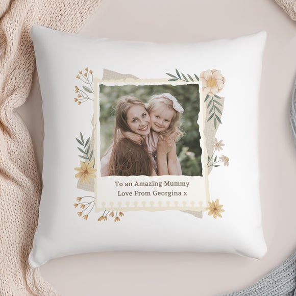Personalised Wild Flowers Photo Upload Square Cushion - image 1