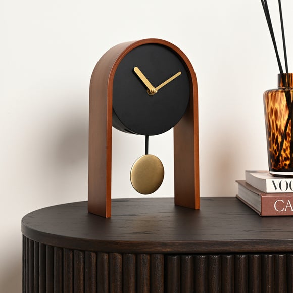 Interval Mid-Century Arched Pendulum Wooden Desk Clock - image 1