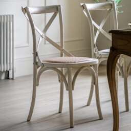 Cannock Set of 2 Dining Chairs, Oak & Rattan - thumbnail 1