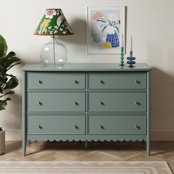 Remi Wide 6 Drawer Chest, Lilypad Green by Dunelm | uFurnish.com