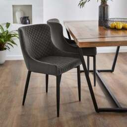 Montreal Set of 2 Dining Chairs, Velvet - thumbnail 2