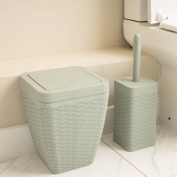 Addis Rattan Sage Toilet Brush & Bin Set - image 1