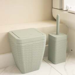 Addis Rattan Sage Toilet Brush & Bin Set - thumbnail 1