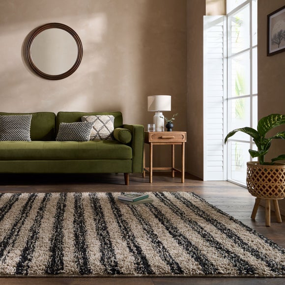 Arven Striped Wool-Look Shaggy Rug - image 1