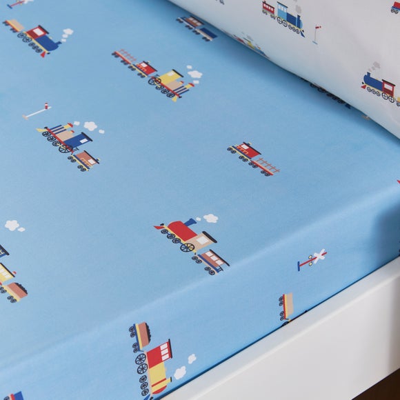 Set of 2 Little Trains Fitted Sheets - image 1