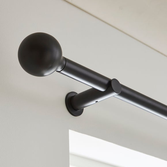Contemporary Ball Fixed Metal Curtain Pole with Rings - image 1