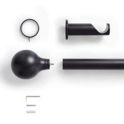 Contemporary Ball Fixed Metal Curtain Pole with Rings - thumbnail 2