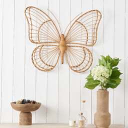 Natural Rattan Butterfly Wall Art - thumbnail 1