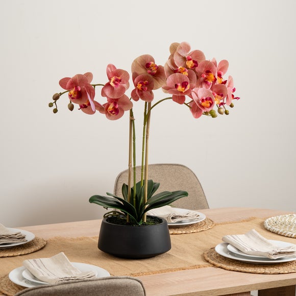 Artificial Phalaenopsis Orchid in Black Pot - image 1