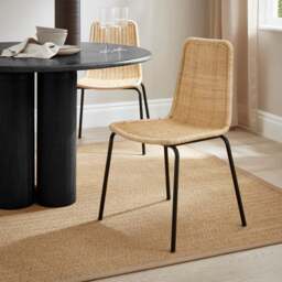Brodie Set of 2 Dining Chairs, Natural Rattan - thumbnail 1