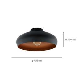 EGLO Mogano Retro Semi-Flush Ceiling Light - thumbnail 4