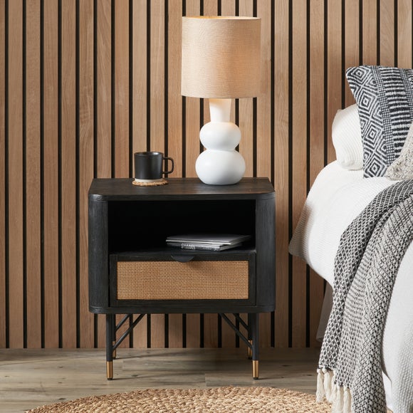 Fiji Bedside Table, Acacia Wood and Rattan - image 1