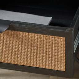 Fiji Bedside Table, Acacia Wood and Rattan - thumbnail 3