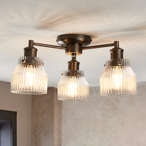Tobias Art Deco 3 Light Semi Flush Ceiling Light - image 1