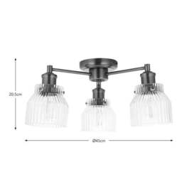 Tobias Art Deco 3 Light Semi Flush Ceiling Light - thumbnail 6