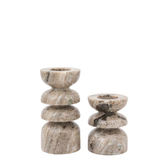 Set of 2 Azuaga Marble Candlestick Holders