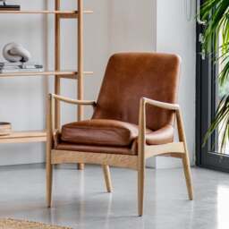 Callar Leather Chair With Arms - thumbnail 1