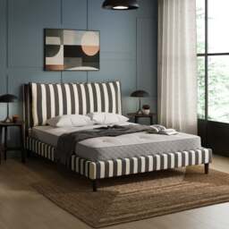 Skylar Woven Stripe Pillow Back Bed Frame