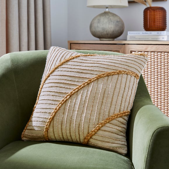 Artisan Jute Abstract Natural Cushion Cover - image 1