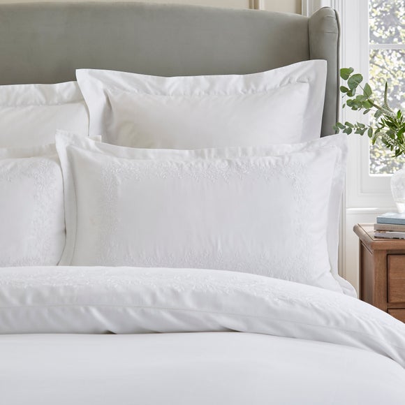 Dorma Norwood Embroidery 100% Cotton Oxford Pillowcase Pair - image 1