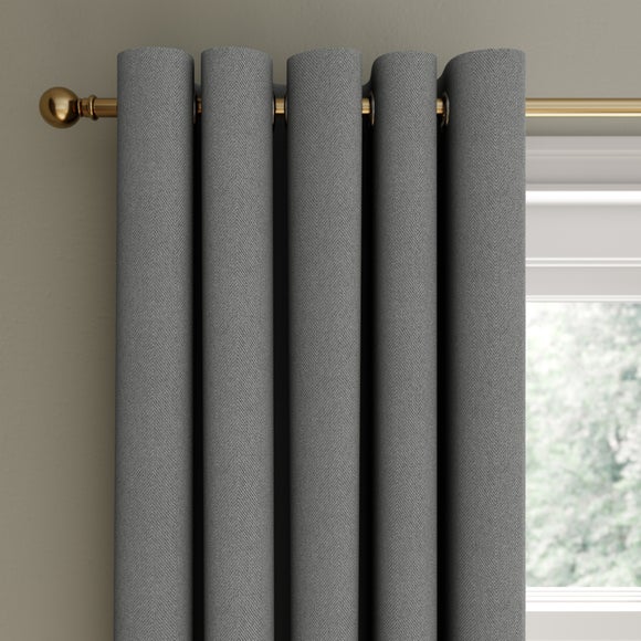 Rotterdam Herringbone Blackout Eyelet Curtains - image 1