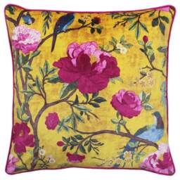 Paoletti Chinoiserie Gold Floral Cushion - thumbnail 1