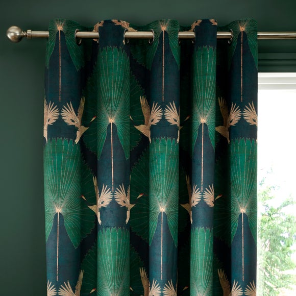 Luxe Crane Velour Eyelet Curtains - image 1