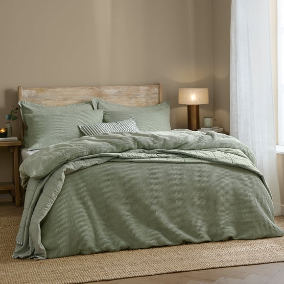 Yard Hebden Waffle 100% Cotton Duvet Cover & Pillowcase Set - image 1