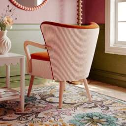 Eliza Tiny Stripe Velvet Wooden Occasional Armchair - thumbnail 2