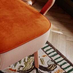 Eliza Tiny Stripe Velvet Wooden Occasional Armchair - thumbnail 4
