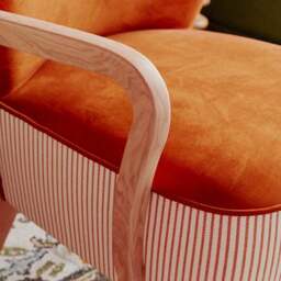 Eliza Tiny Stripe Velvet Wooden Occasional Armchair - thumbnail 3