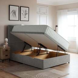 Luxury Side Ottoman Bed Frame, Teddy Fabric - thumbnail 2