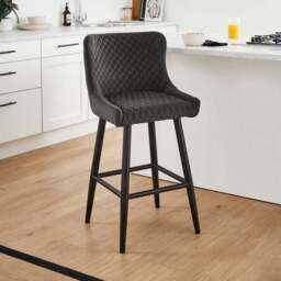 Montreal Counter Height Bar Stool, Velvet - thumbnail 2