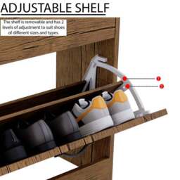 Vida Designs 2 Tier Antique Wood Effect Shoe Cabinet - thumbnail 5