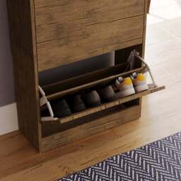 Vida Designs 2 Tier Antique Wood Effect Shoe Cabinet - thumbnail 3