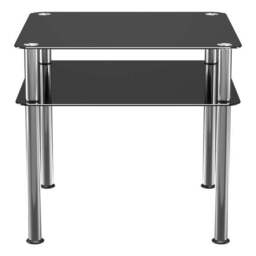 AVF Side Coffee Table, Black Glass with Chrome Legs - thumbnail 3