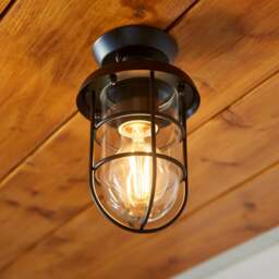Barker Industrial Indoor Outdoor Flush Ceiling Light - thumbnail 1