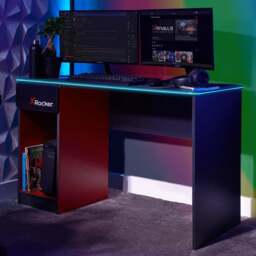 Return - X Rocker Carbon Tek Gaming Desk with Wireless Charging and Neo Fibre LED - thumbnail 1