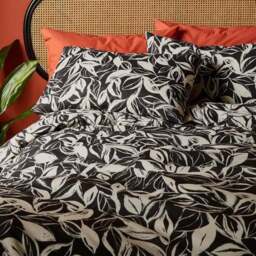 Sketched Leaf 144 Thread Count 100% Cotton Reversible Duvet Cover & Pillowcase Set - thumbnail 4