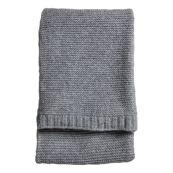 Heavy Grey Knitted Throw Blanket