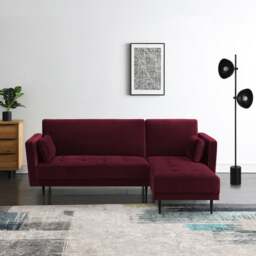 Selassi Velvet 3 Seater Corner Sofa Bed - thumbnail 1