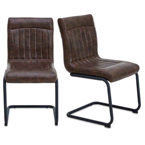 Set of 2 Felix Cantilever Dining Chairs, Faux Leather - image 1