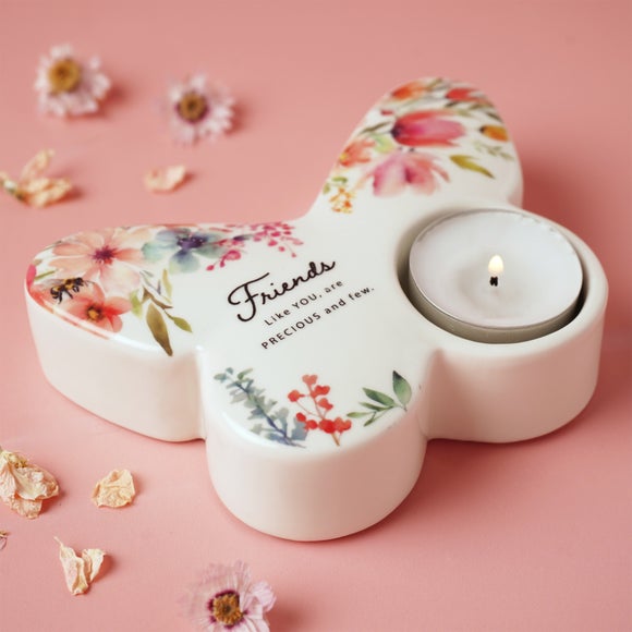 The Cottage Garden Floral Butterfly Ceramic Tealight Holder - image 1