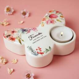 The Cottage Garden Floral Butterfly Ceramic Tealight Holder