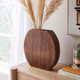 Etched Round Wooden Vase - thumbnail 1